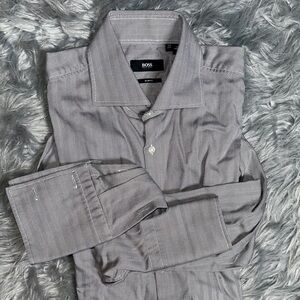 Boss Men's Elegant Gray Dress Shirt